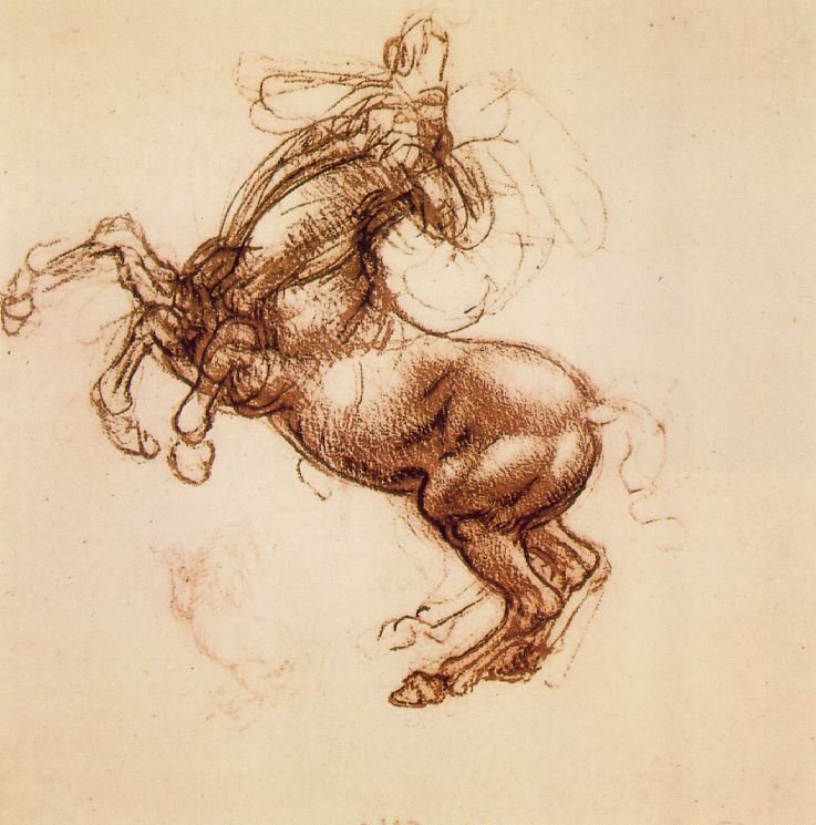 Leonardo Rearing Horse, Ca 1483 98, Red Chalk, 15.3x14.2 Cm Art A4 Photo Print