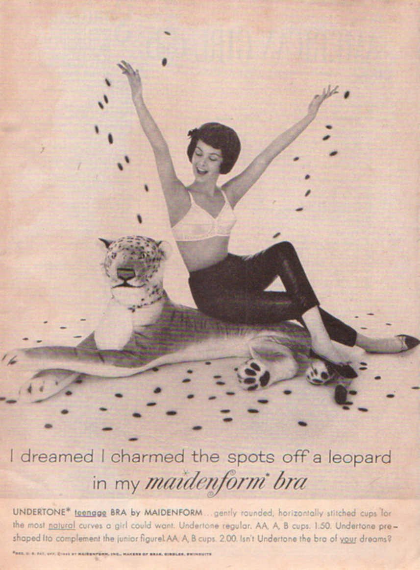 Leopard Bra Spots Vintage Retro Advert Ads A4 Photo Print