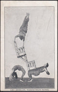 Les 3 Rozellas Circus Wonderful Novelty Acrobats Perform & Chairs Vintage A4 Photo Print