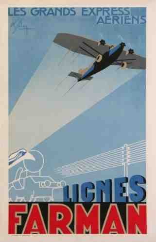 Les Grands Express Aeriens Lignes Farman Solon Vintage Advert A4 Photo Print