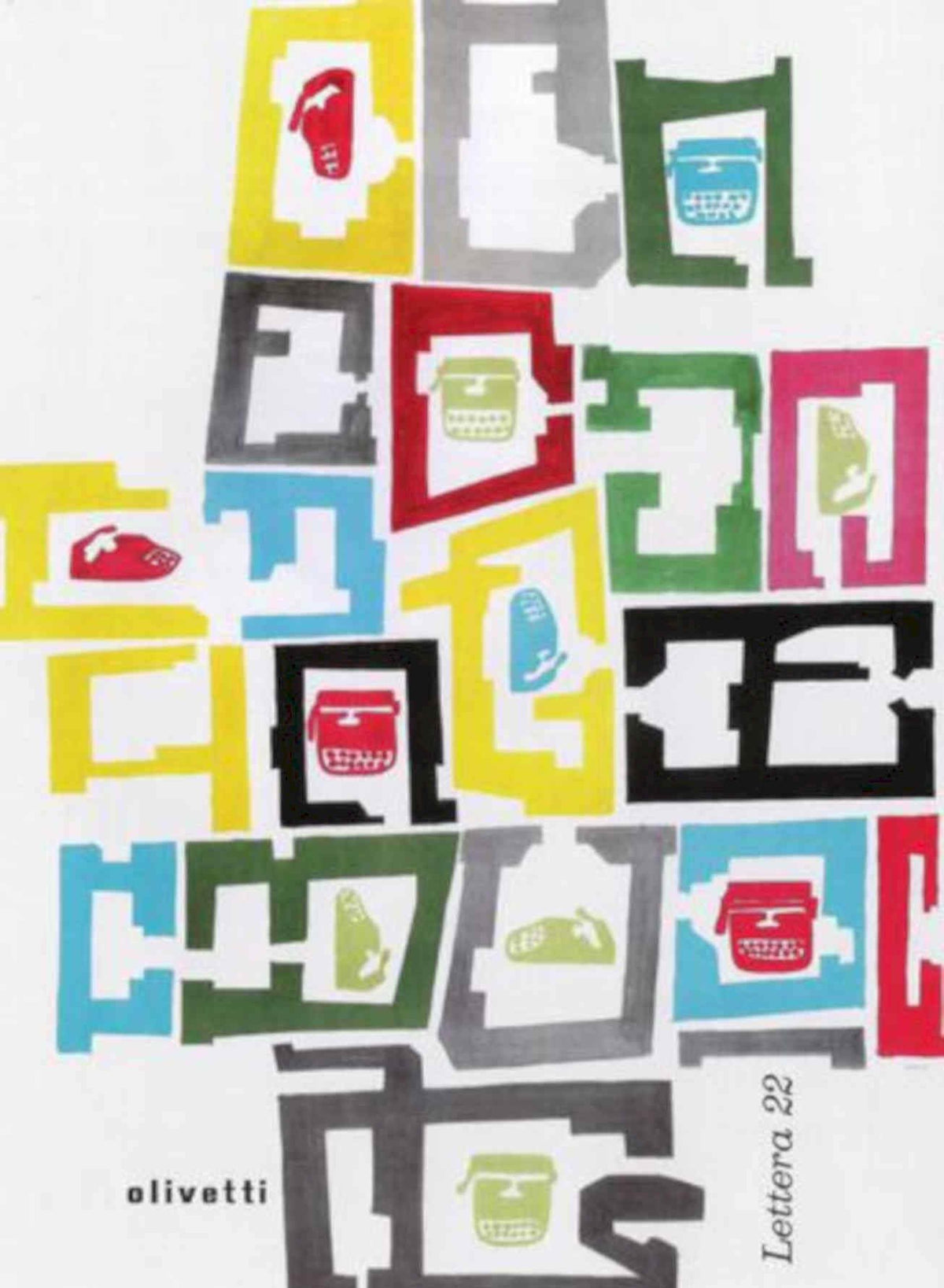 Lettera Geometric Boxes Vintage Retro Advert Poster A4 Photo Print
