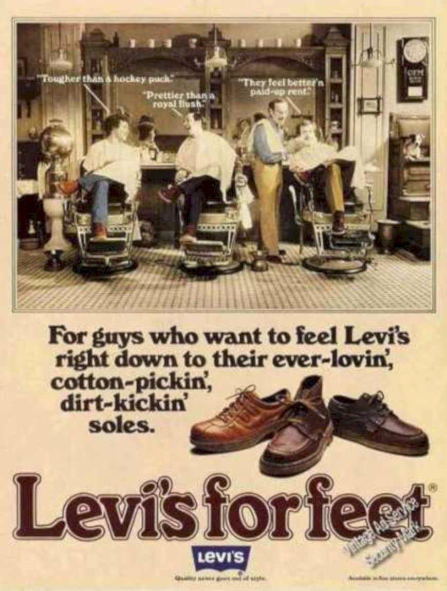 Levis Boots Men Vintage Retro Advert Ads A4 Photo Print
