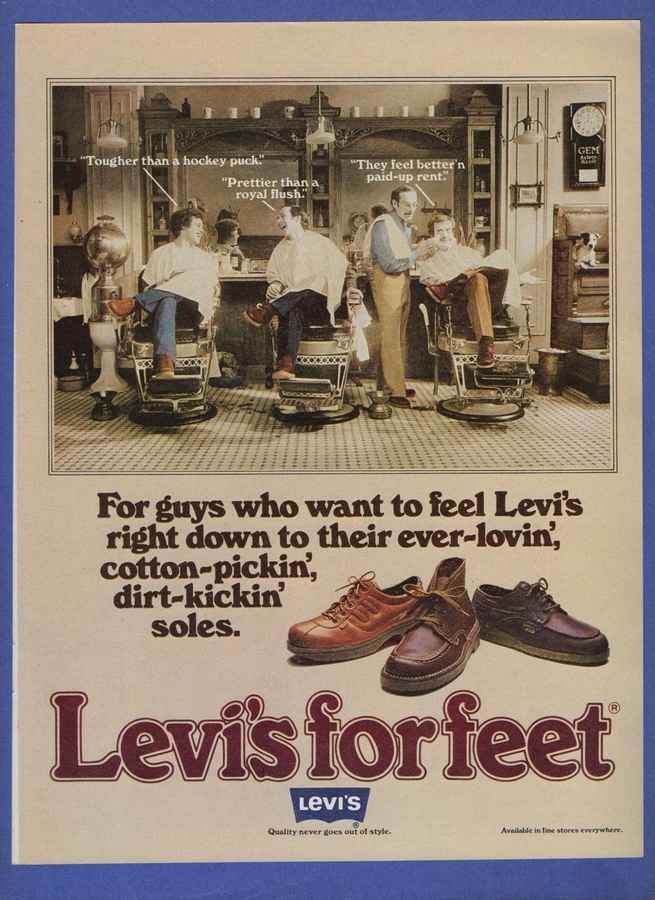 Levis Shoes Men Getting Barber Shop Shaves barber advert A4 Photo Print