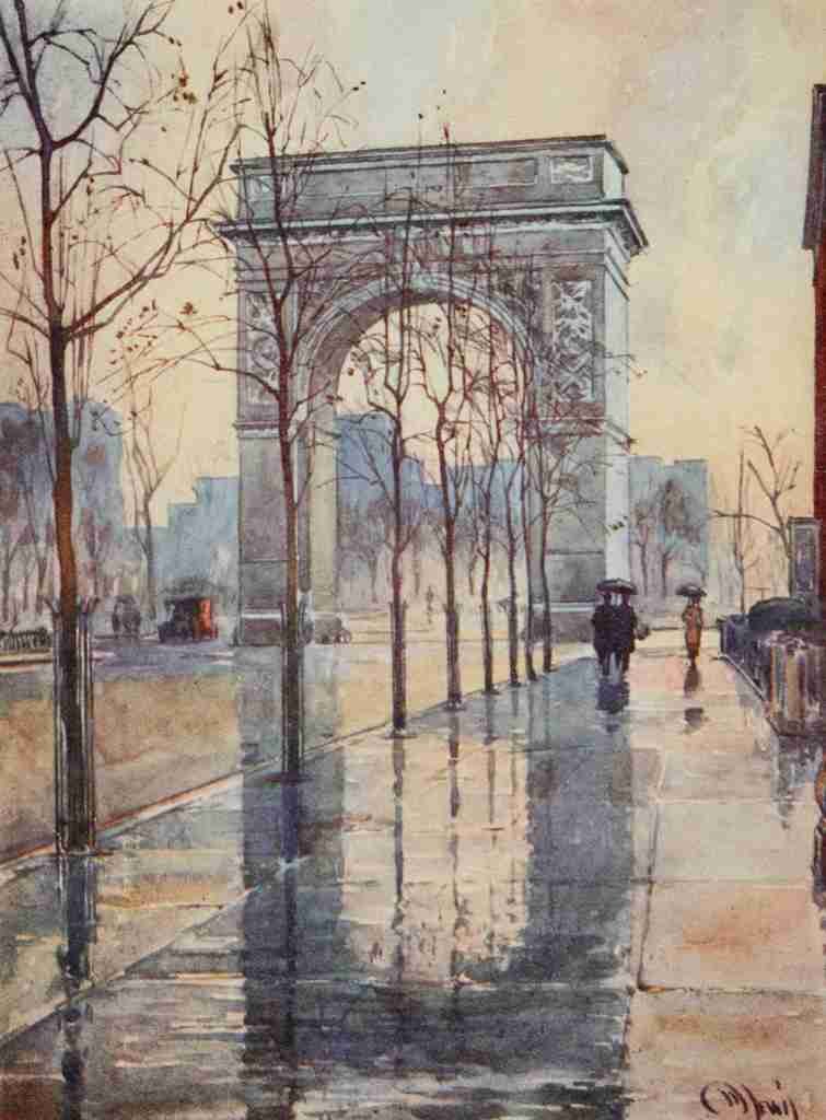 Lewis Martin 1881 1962 New York 1911 Washington Arch on a wet day A4 Photo Print