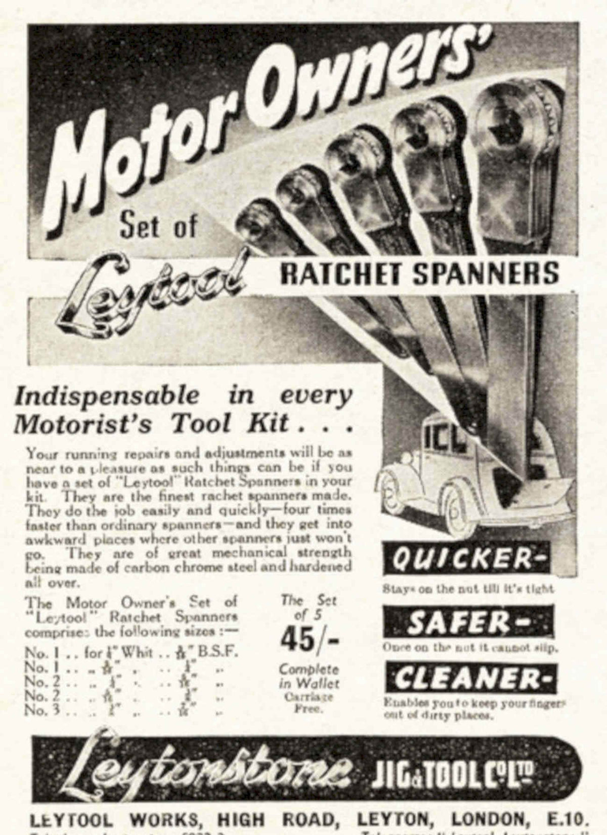 Leytool Spanners Set Vintage Retro Advert Poster A4 Photo Print