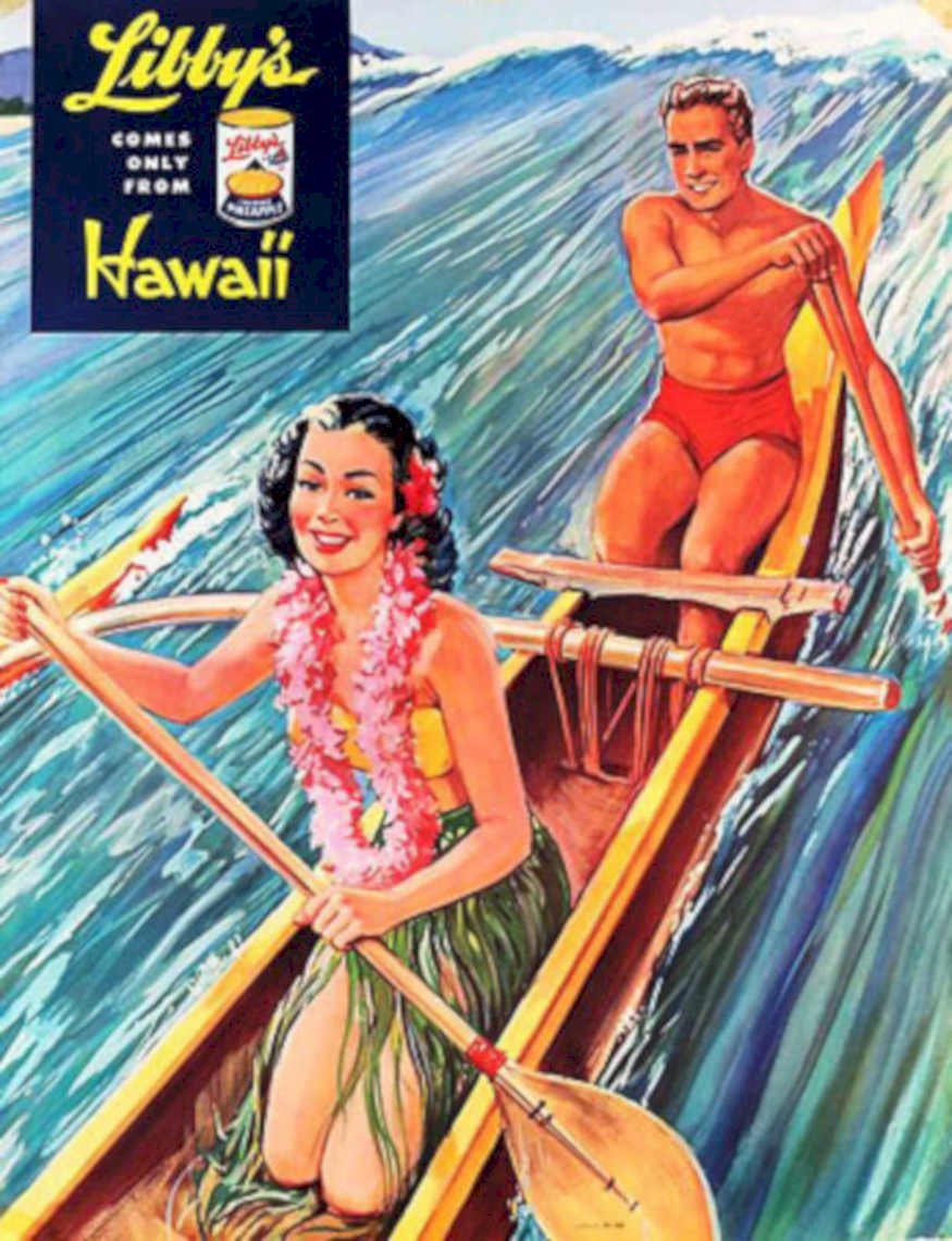 Libbys Hawaii Wave Vintage Retro Advert Poster A4 Photo Print
