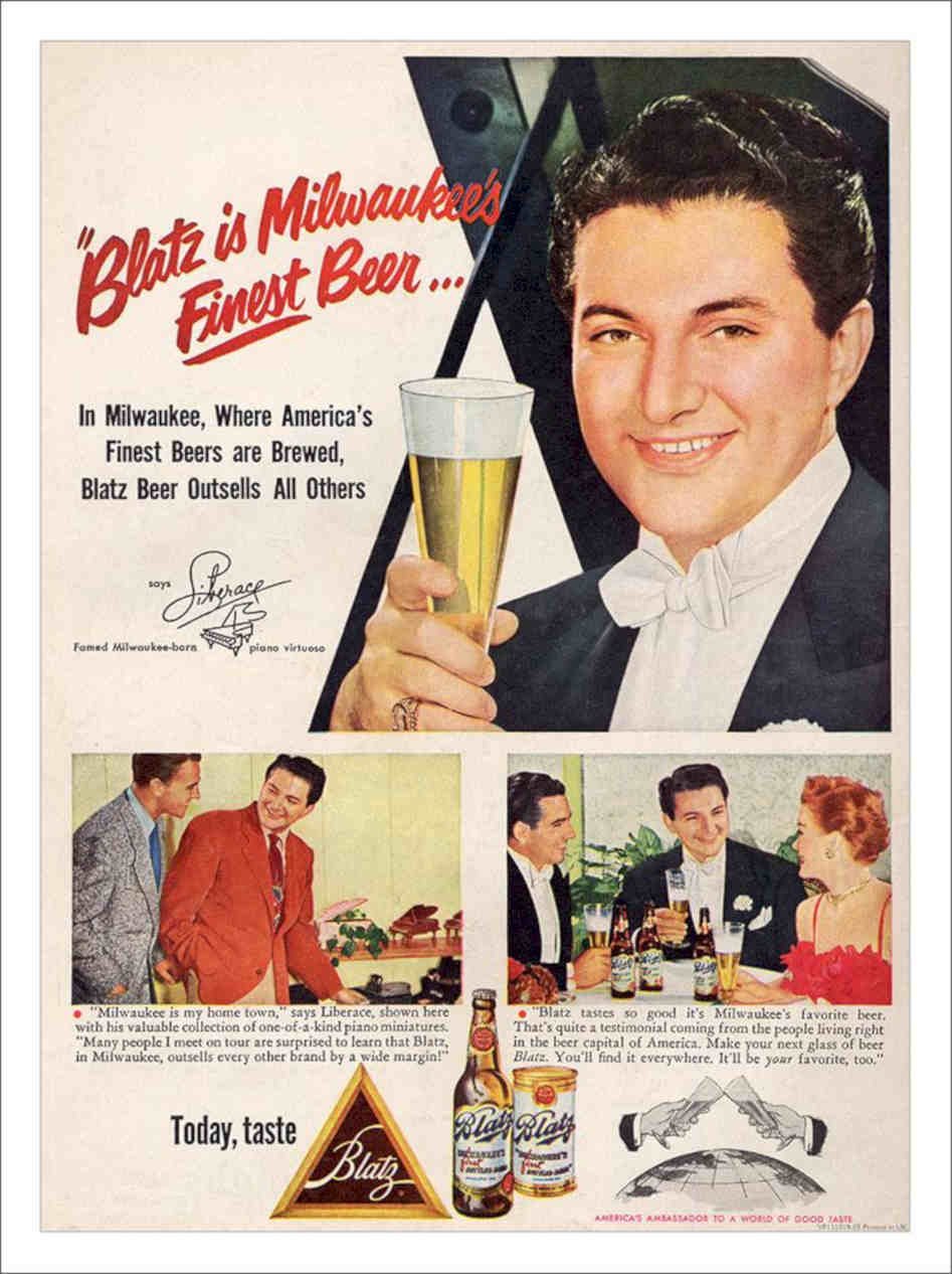 Liberace Blatz Beer Milwaukee 1952 Vintage Retro Advert Poster A4 Photo Print