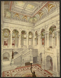 Library of Congress central stair hall Vintage A4 Photo Print