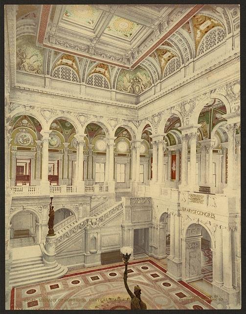 Library of Congress central stair hall Vintage A4 Photo Print