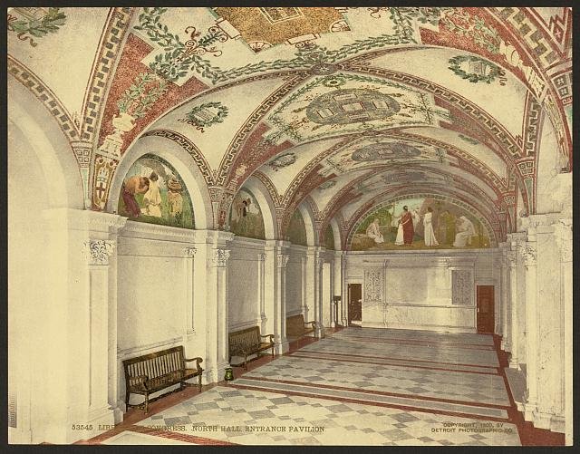 Library of Congress north hall entrance pavillion Vintage A4 Photo Print