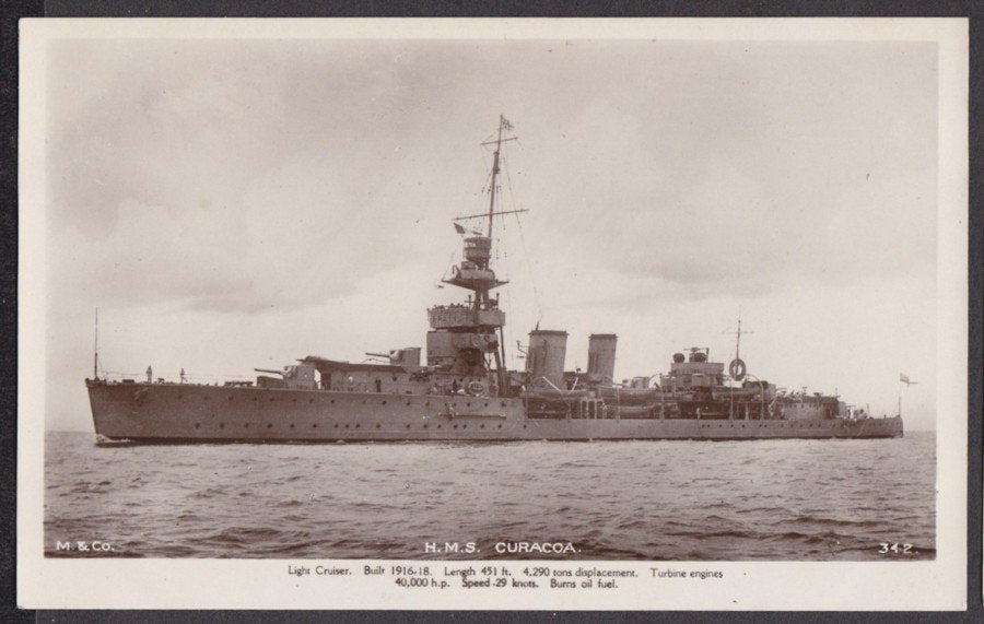Ligh Cruiser Hms Curacoa Vintage A4 Photo Print