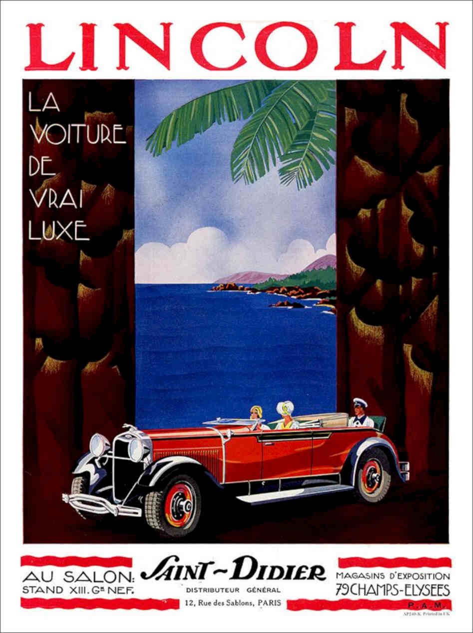Lincoln Car Advert French Vintage Retro Advert Poster A4 Photo Print
