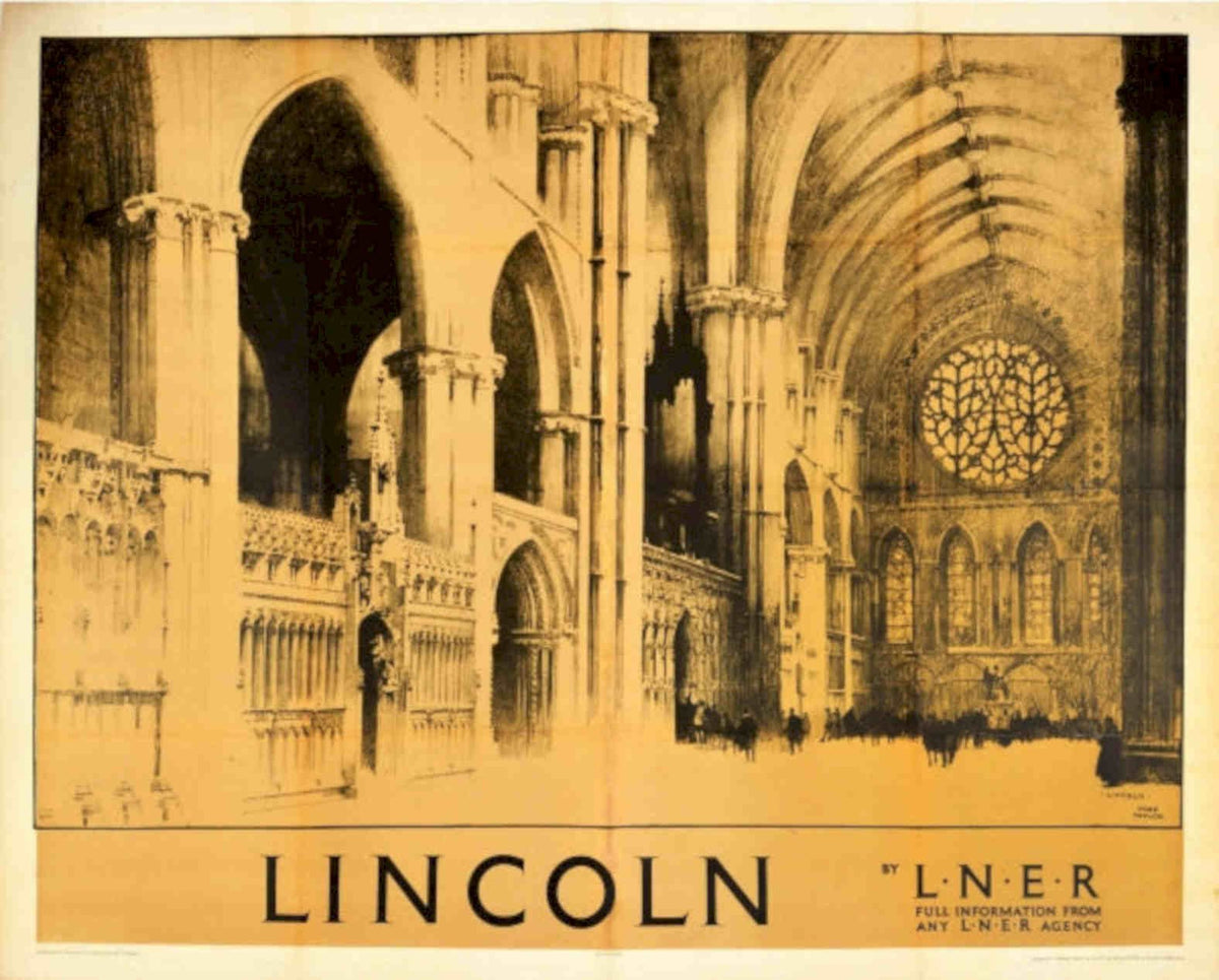 Lincoln Cathedral Nave Vintage Retro Advert Poster A4 Photo Print