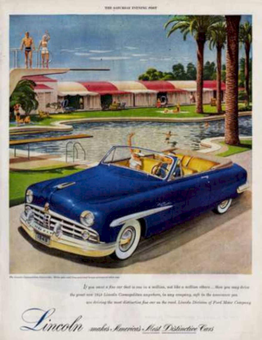 Lincoln Pool Cars Vintage Retro Advert Ads A4 Photo Print
