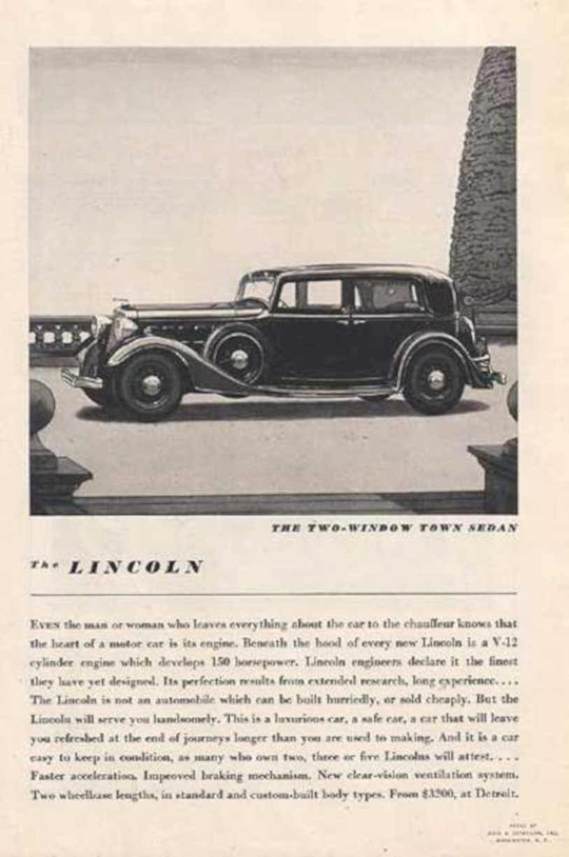 Lincoln Two Window Vintage Retro Advert Ads A4 Photo Print