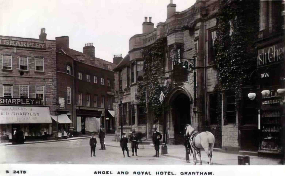 Lincolnshire Grantham Angel and Rotal Hotel 1910s Vintage A4 Photo Print