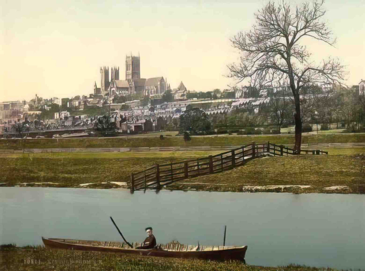 Lincolnshire Lincoln from South East Vintage A4 Photo Print