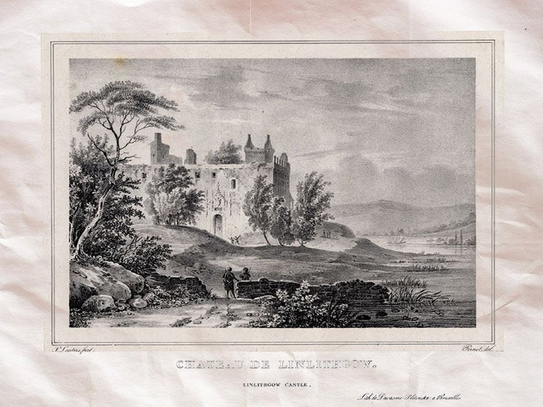 Linlithgow Castle Scotland Pernot 1827 Vintage A4 Photo Print