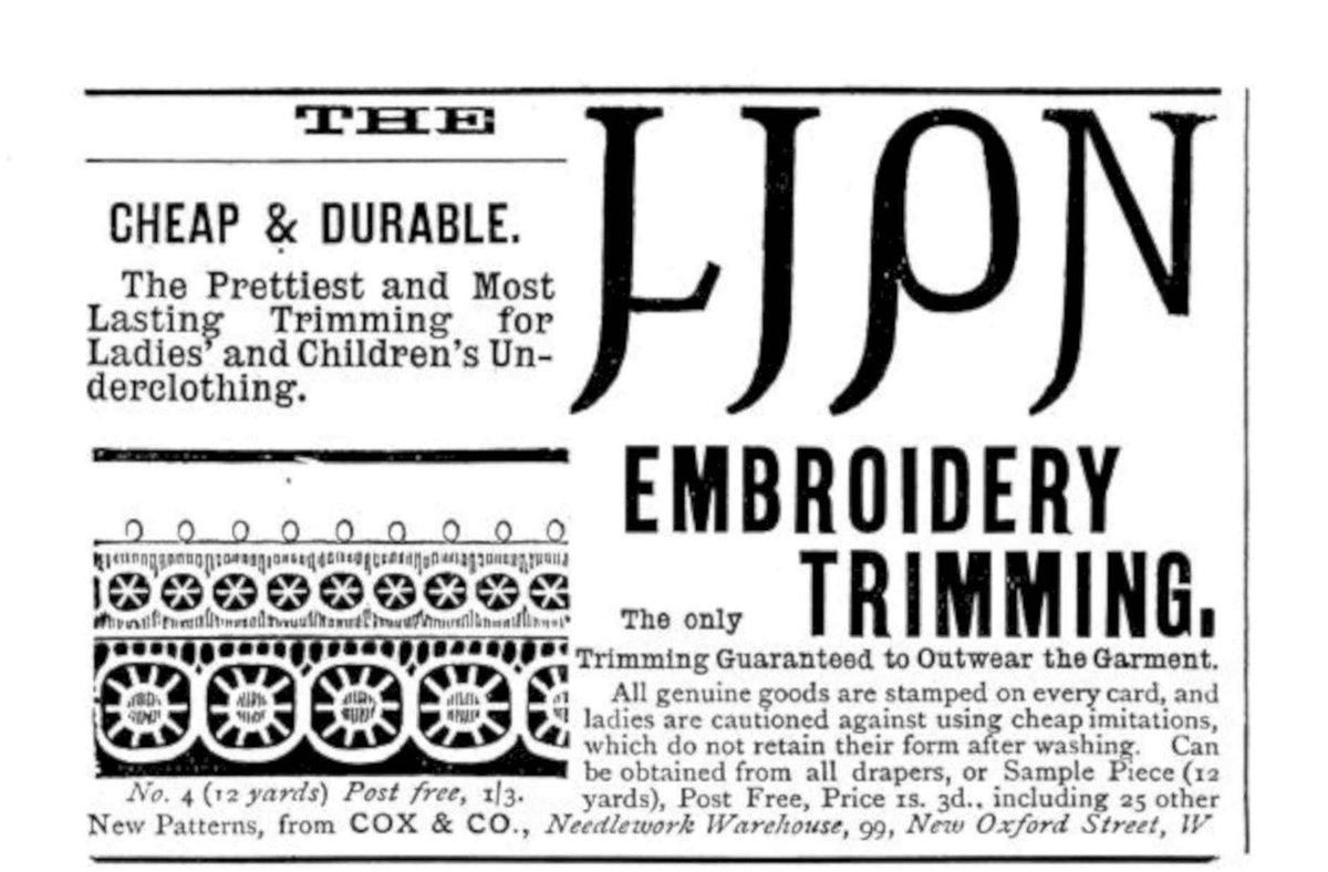 Lion Embroidery Patterns Vintage Retro Advert Poster A4 Photo Print