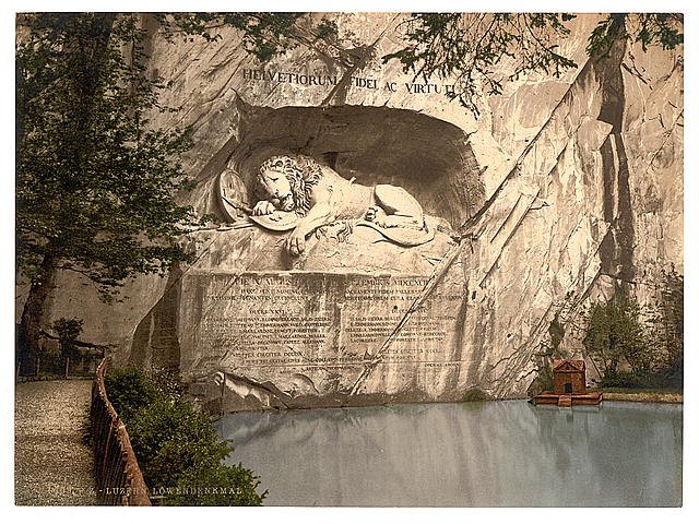 Lion Monument Lucerne I Vintage A4 Photo Print