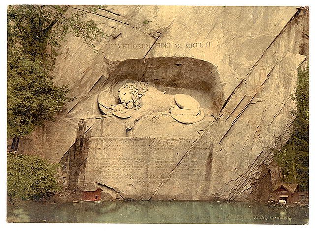 Lion Monument Lucerne II Vintage A4 Photo Print