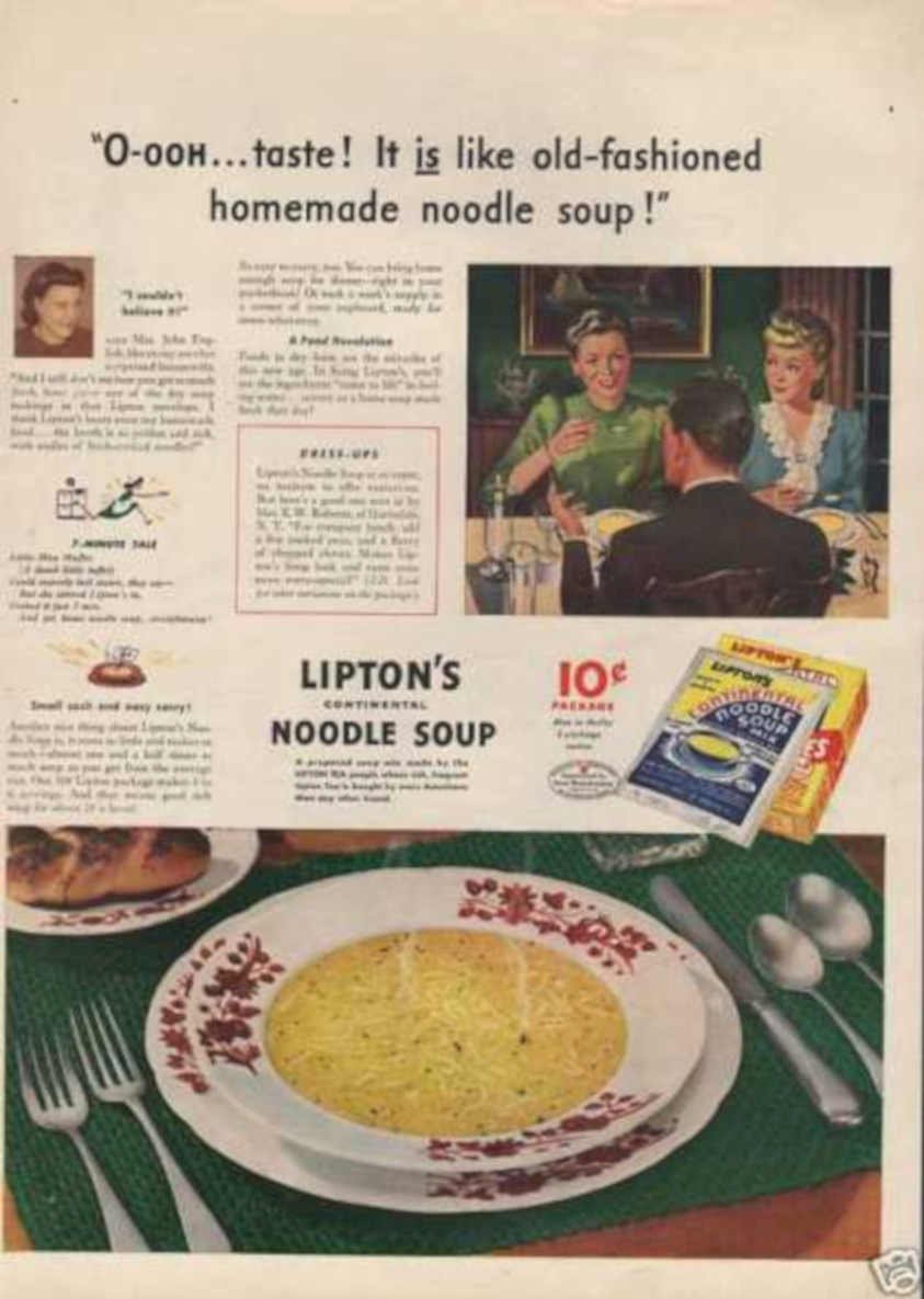 Lipton Noodle Soup Vintage Retro Advert Ads A4 Photo Print