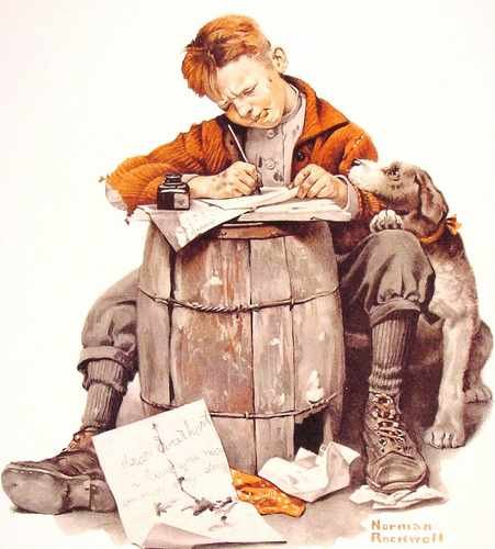 Little Boy Writing A Letter A4 Photo Print