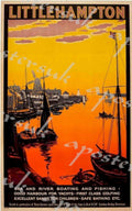 Littlehampton Sunset Boats Vintage Retro Advert Poster A4 Photo Print
