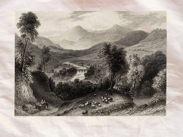 Llangollen Valley Wales Uk Meyer 1840 Vintage A4 Photo Print