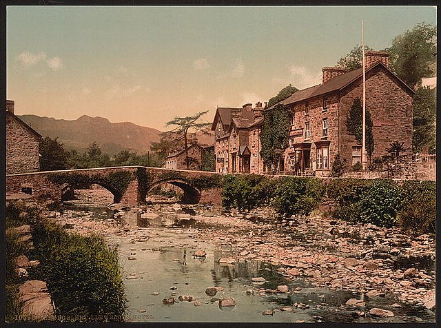 Llewellyn Hotel Beddgelert Vintage A4 Photo Print