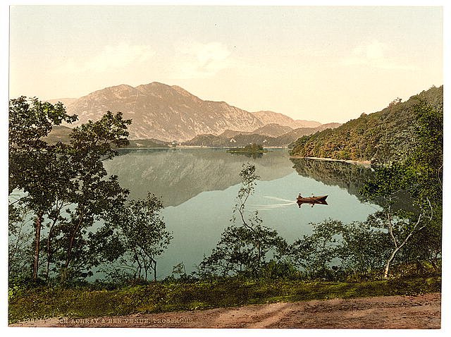 Loch Achra and Ben Venue Trossachs Vintage A4 Photo Print