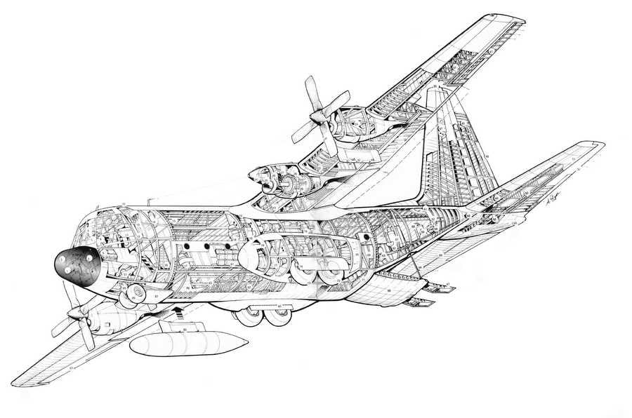 Lockheed C 130 Hercules cutaway A4 Photo Print