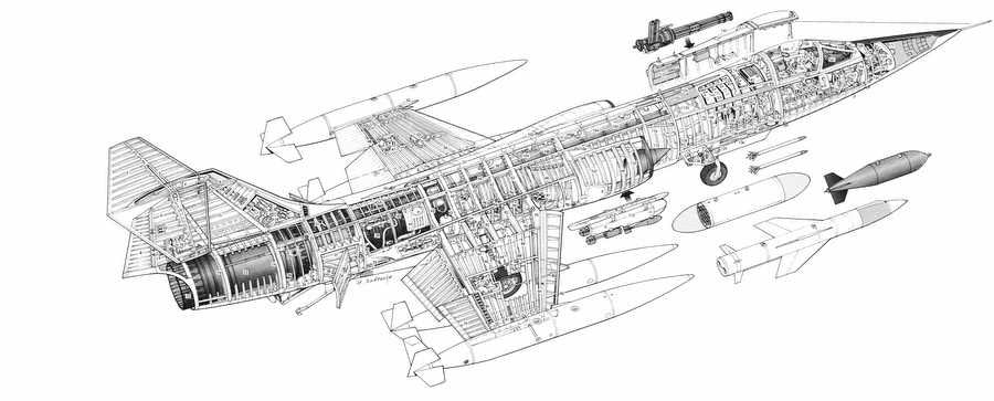 Lockheed F 104 Starfighter cutaway A4 Photo Print