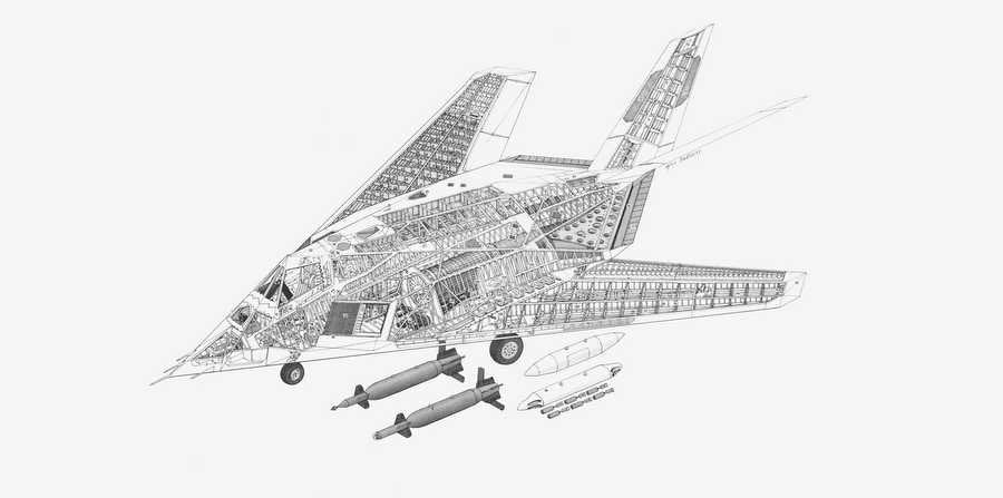Lockheed F 117 Nighthawk cutaway A4 Photo Print