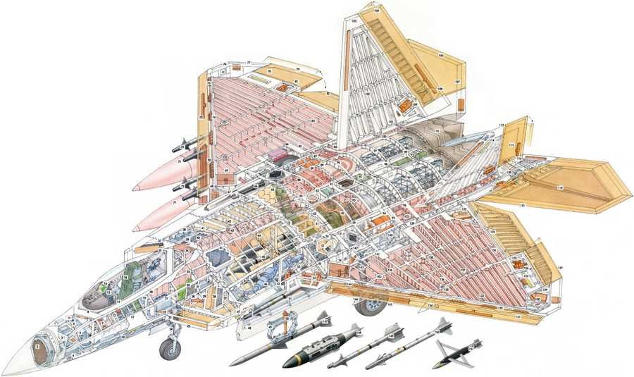 Lockheed Martin F 22 Raptor cutaway A4 Photo Print
