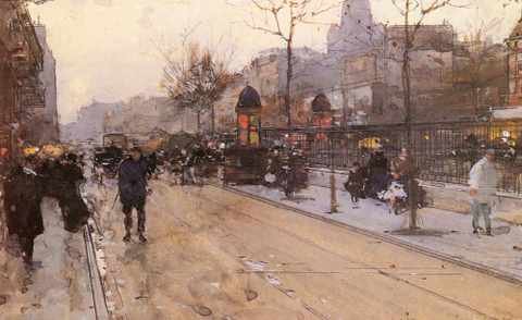 Loir Luigi Parisian Street Scene With Sacre Coeur In The A4 Photo Print