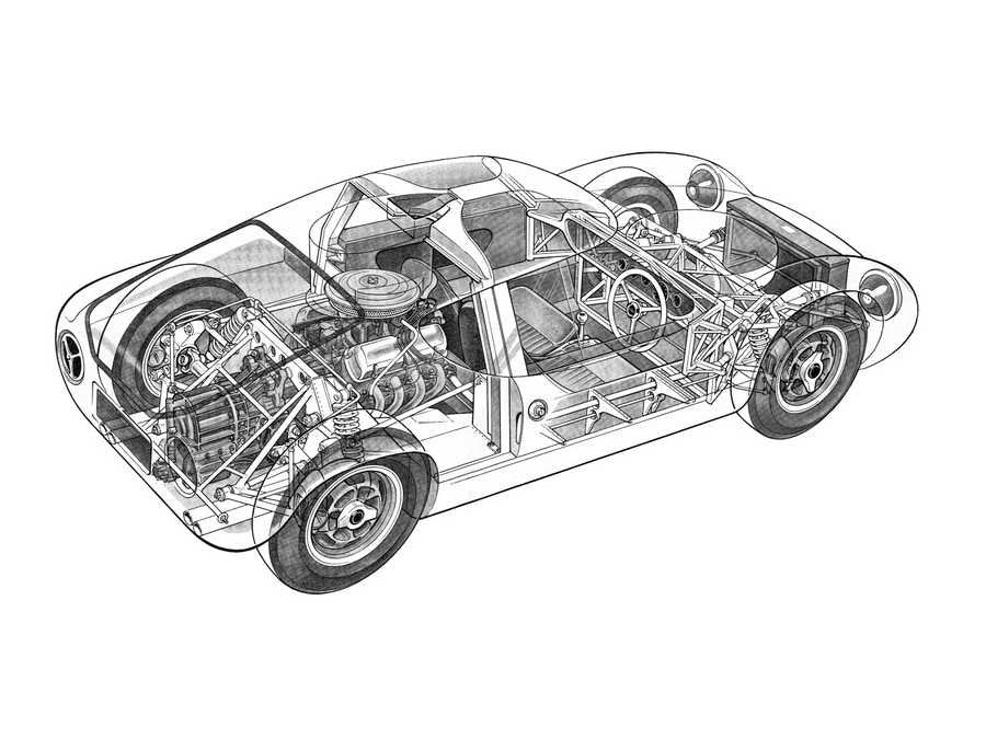 Lola Mk6 GT 1963 cutaway A4 Photo Print