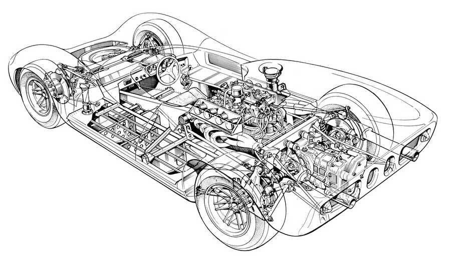 Lola T70 Spyder 1965 cutaway A4 Photo Print