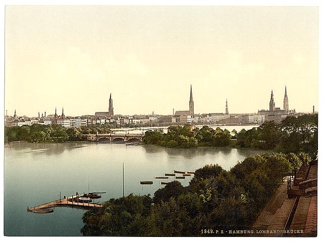 Lombards Bridge Hamburg Vintage A4 Photo Print
