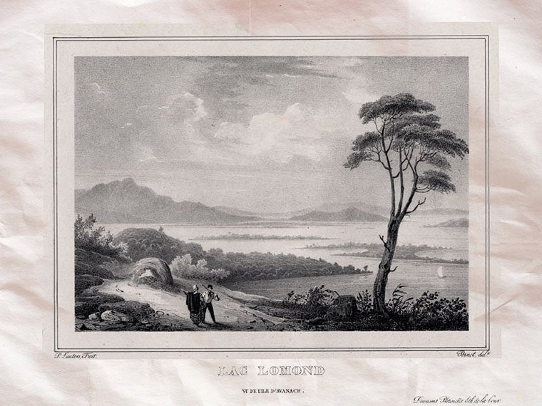 Lomond Lake Scotland Pernot 1827 Vintage A4 Photo Print