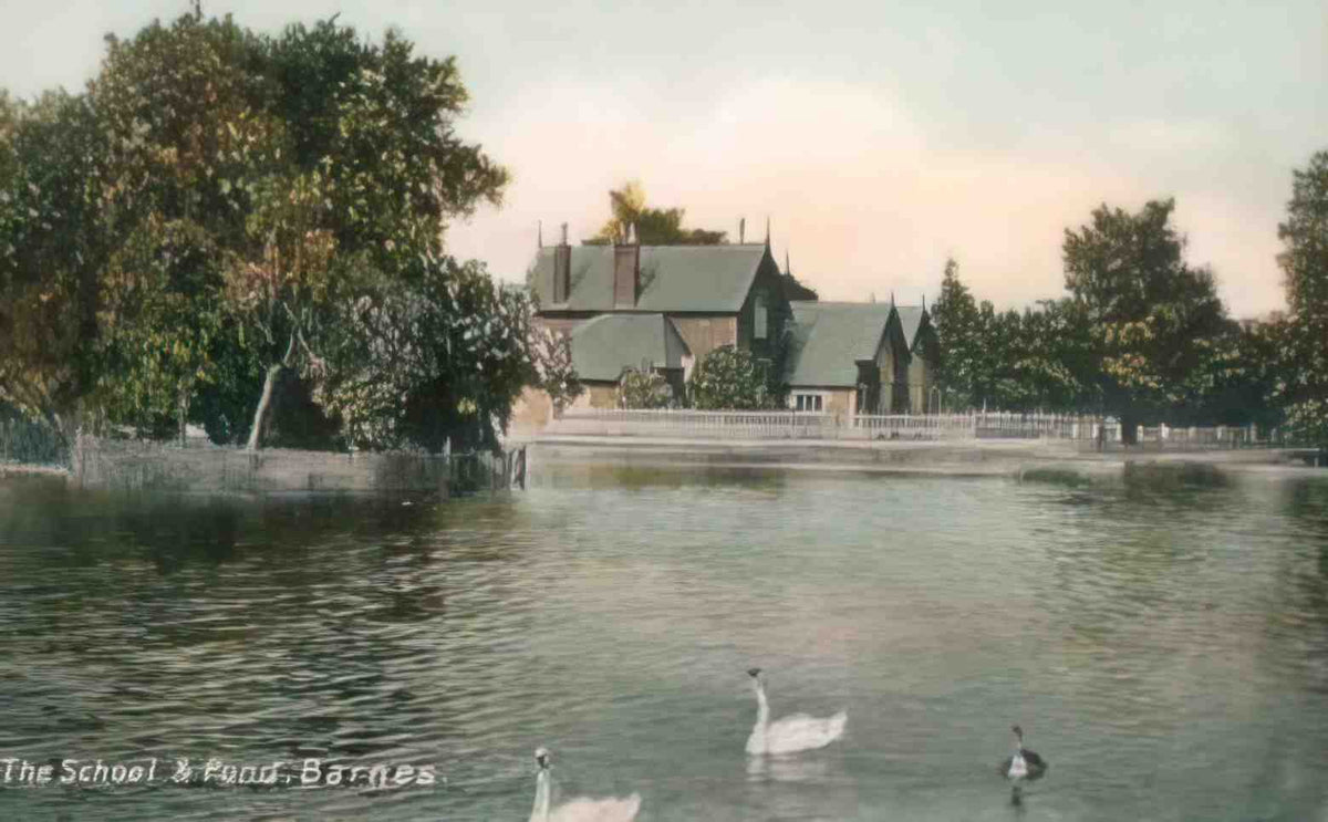 London Barnes School and Pond 1900s Vintage A4 Photo Print