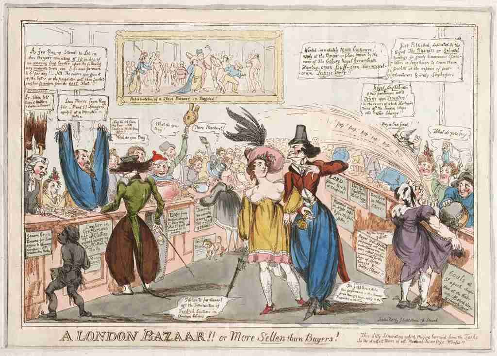London Bazaar 1819 Cartoon Joke 001 Vintage A4 Photo Print