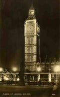 London Big Ben Floodlit c1953 Vintage A4 Photo Print