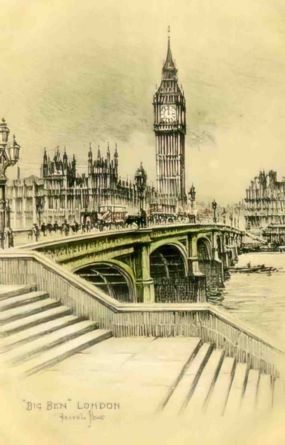 London Big Ben c1950 Vintage A4 Photo Print