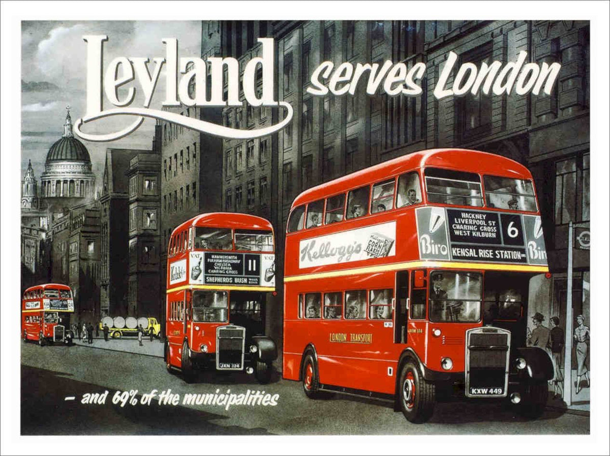 London Buses Leyland Travel Poster Vintage Retro Advert Poster A4 Photo Print