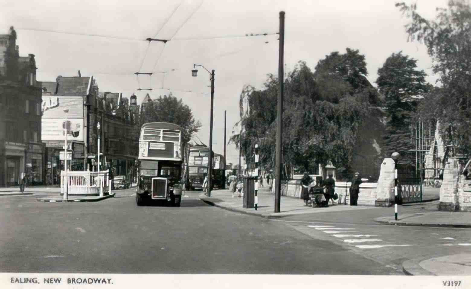 London Ealing New Broadway showing vintage Buses Vintage A4 Photo Print