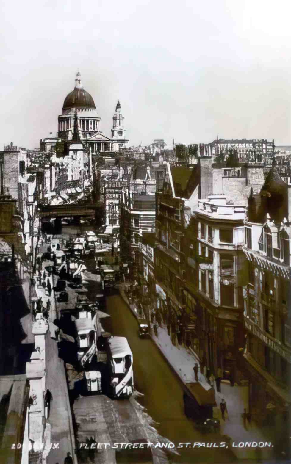 London Fleet Street and St Pauls Cathedral 1930s Vintage A4 Photo Print