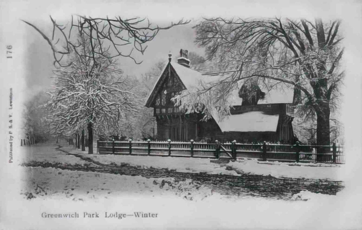 London Greenwich Park Lodge in the Winter Vintage A4 Photo Print