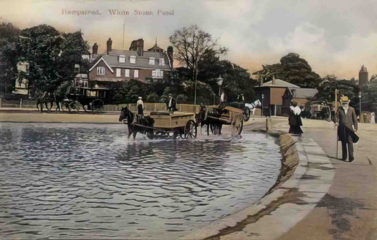 London Hampstead White Stone Pond Vintage A4 Photo Print