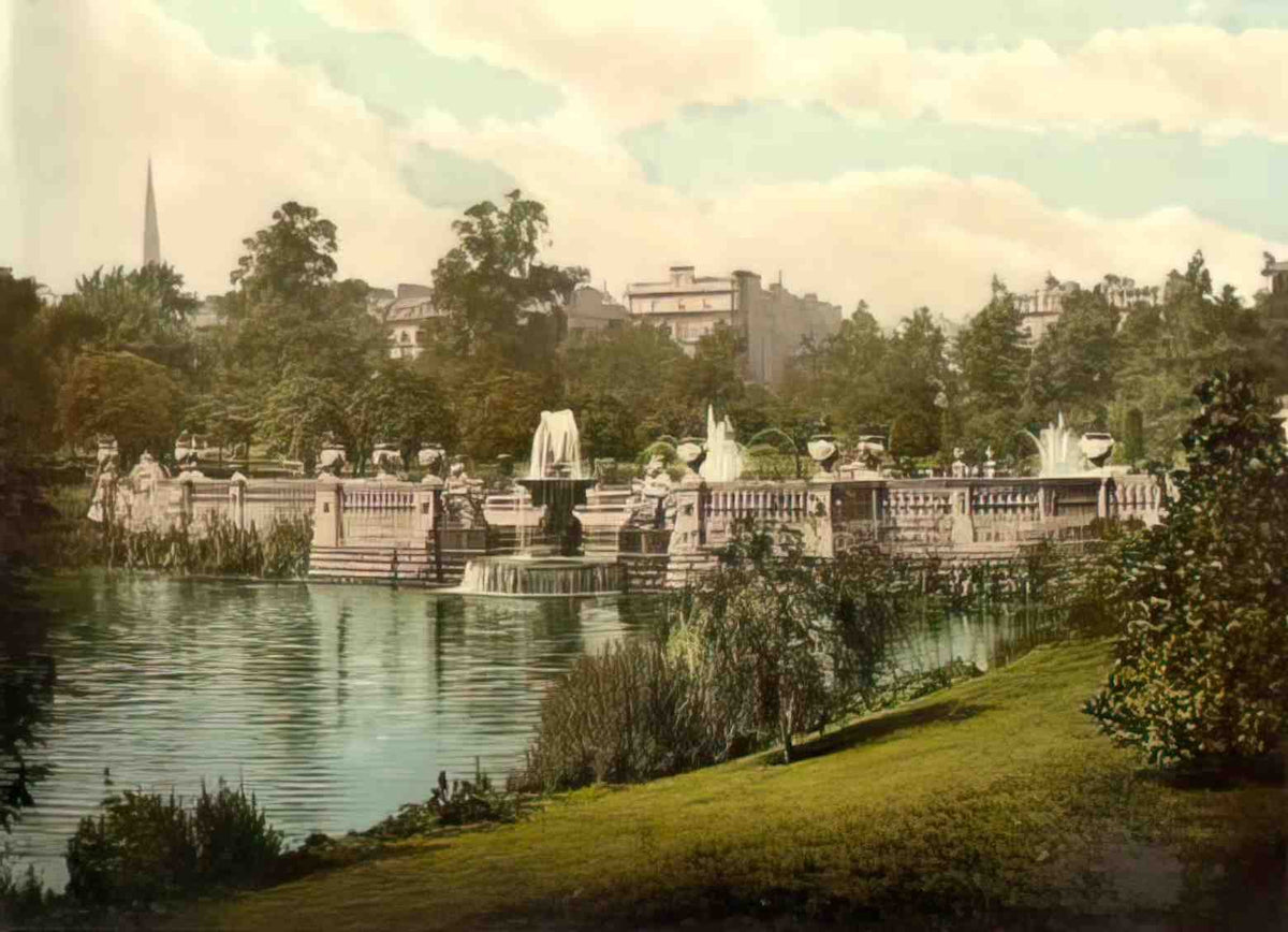 London Kengsington Gardens The Fountains Vintage A4 Photo Print